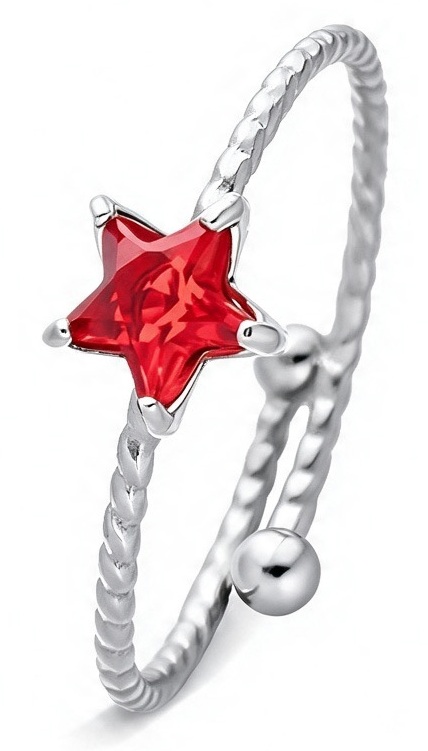 A-D7.1 R2643-040S-21 S. Steel Ring Adjustable Star Red