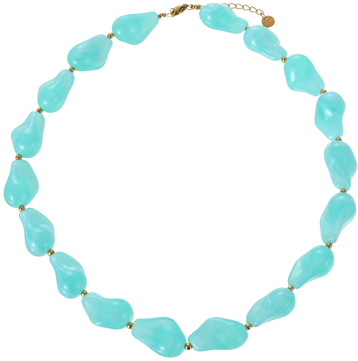 C-E21.1 N1144-023-4 S. Steel Necklace Acrylic Beads - 40-45cm Blue