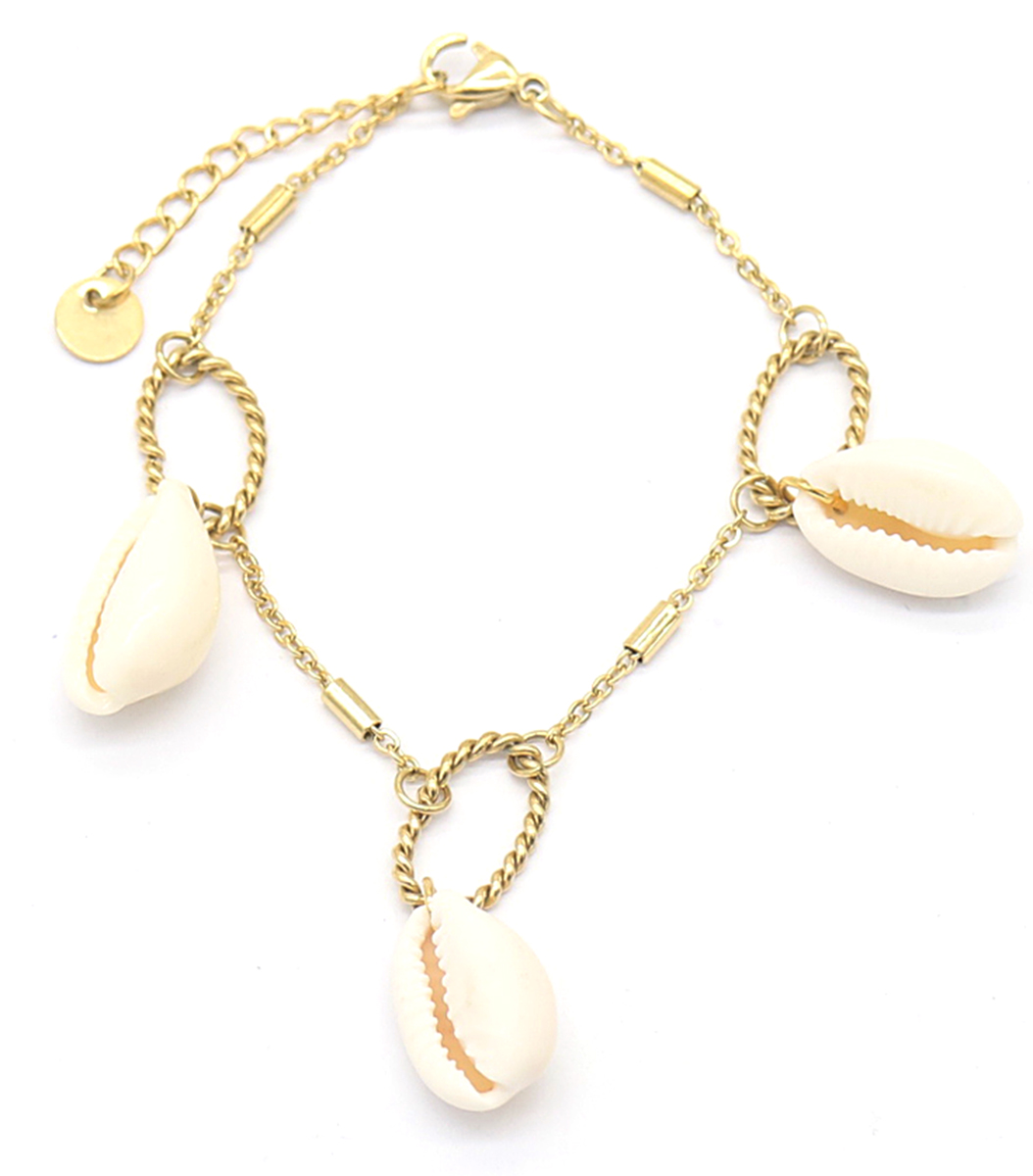 D-E3.2 B220-022G S. Steel Bracelet Shells Gold
