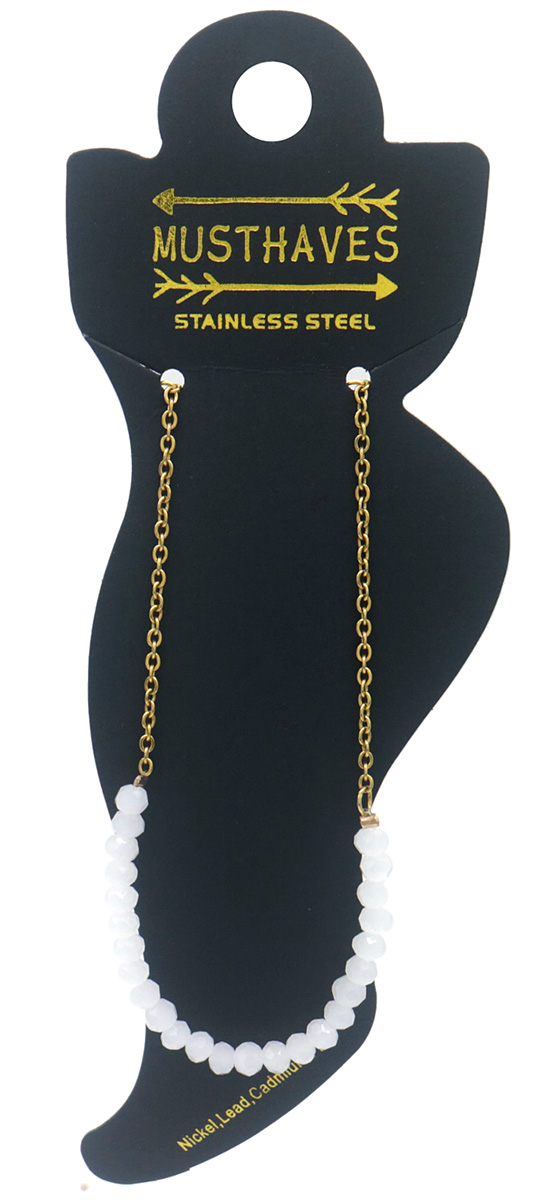 E-D3.3 ANK103-005 S. Steel Anklet Glassbeads