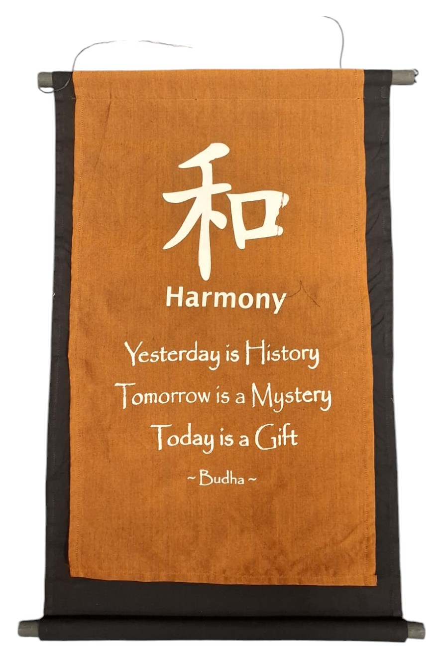 G-B12.1 Cotton Banner Budha Quote XL 74x43cm