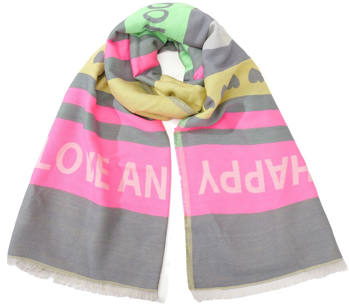 Q-G7.1  SCARF1008-001-5 Scarf Love and Happy 180x70cm Q-G7.1  SCARF1008-001-5 Scarf Love and Happy 180x70cm
