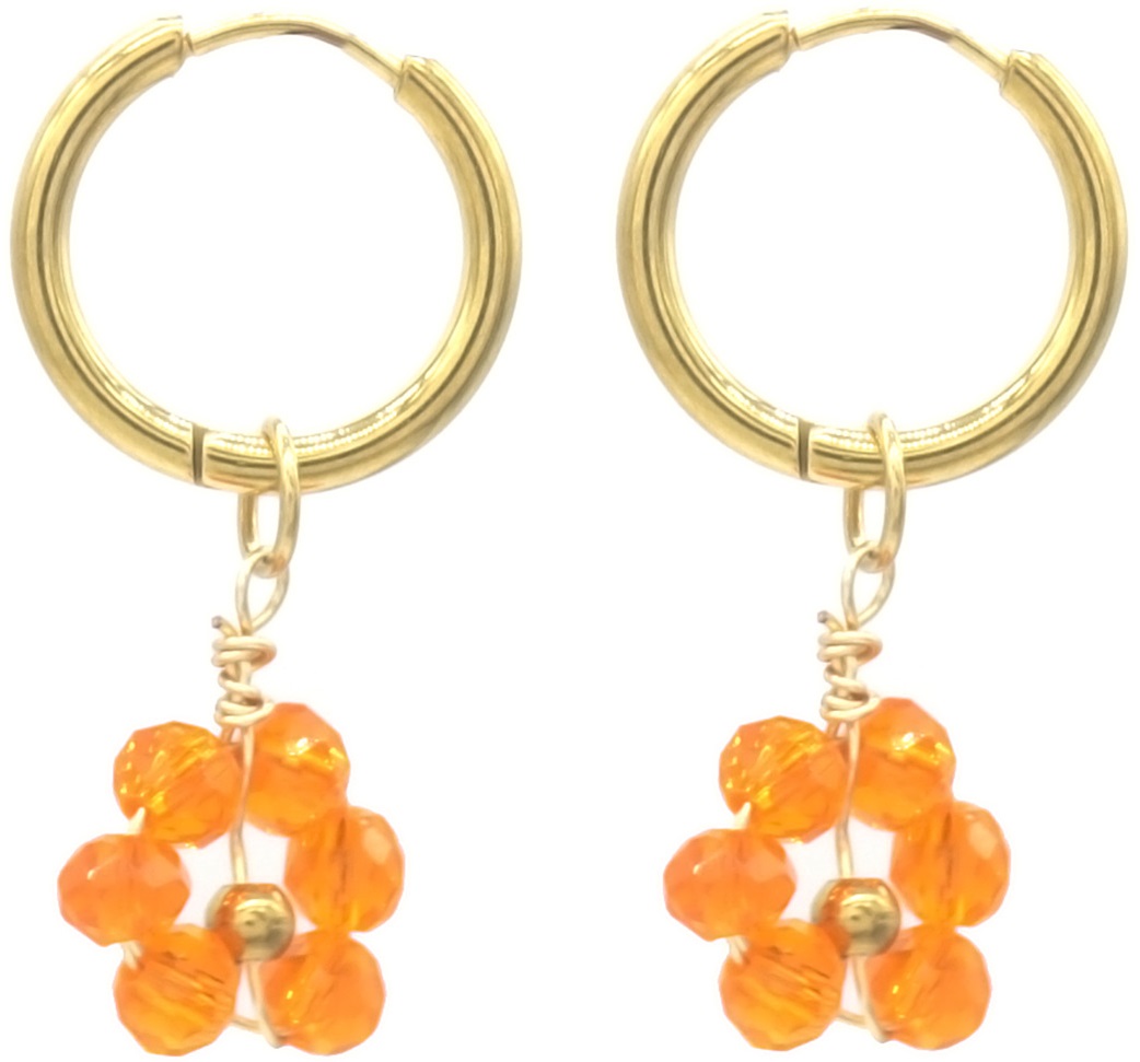 E-A17.3 E103-232-4 S. Steel Earrings Glassbeads 3x1.5cm