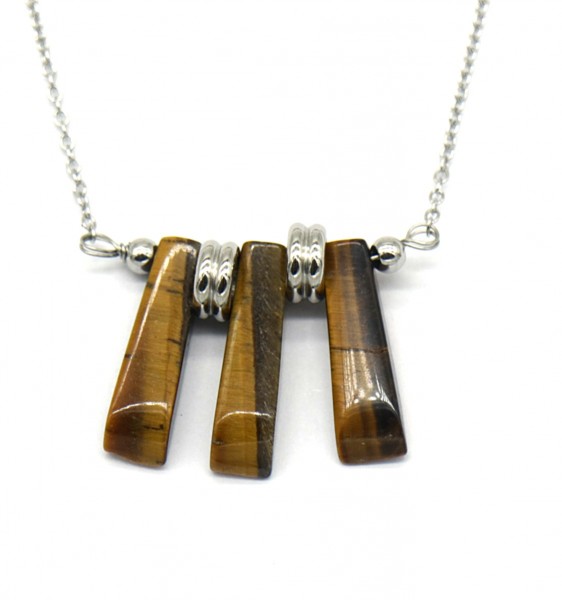 A-A2.1 N031-021S S. Steel Necklace 2cm Tigers Eye