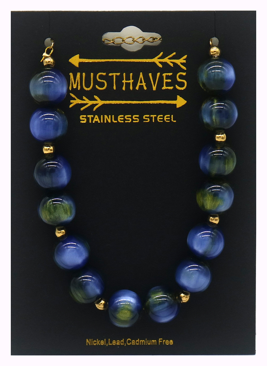 A-F8.2 B1144-004-8 S. Steel Bracelet Acrylic Beads Blue