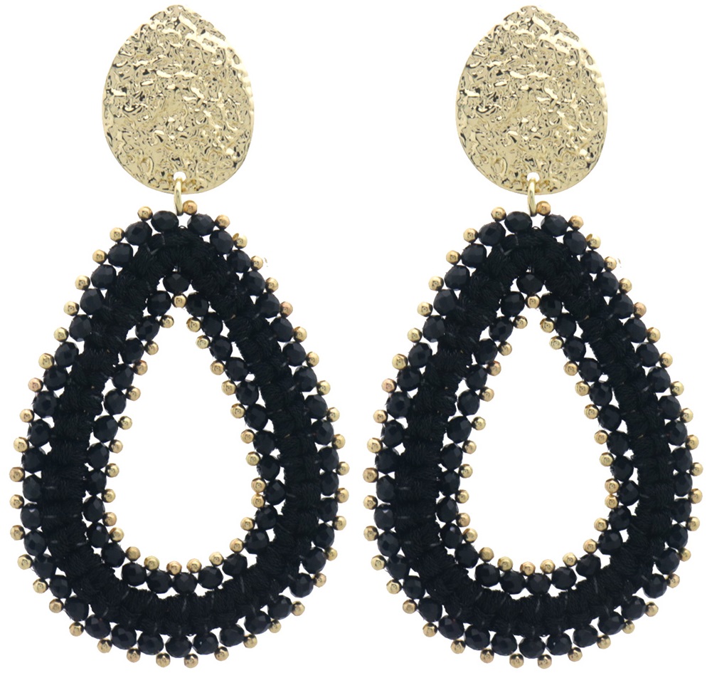 E-A16.3 E007-061-1 Earrings Faceted Glass 8x4.5cm
