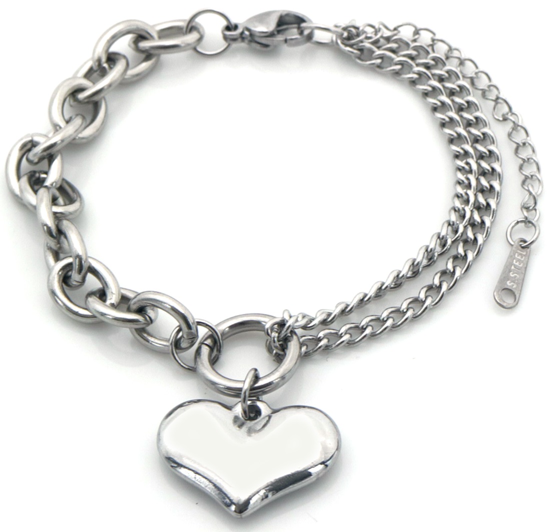 H-C19.1 B074-063S S. Stee Bracelet Heart 