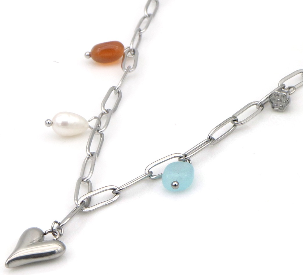 A-F15.1 N2616-013S S. Steel Necklace Heart 40-45cm