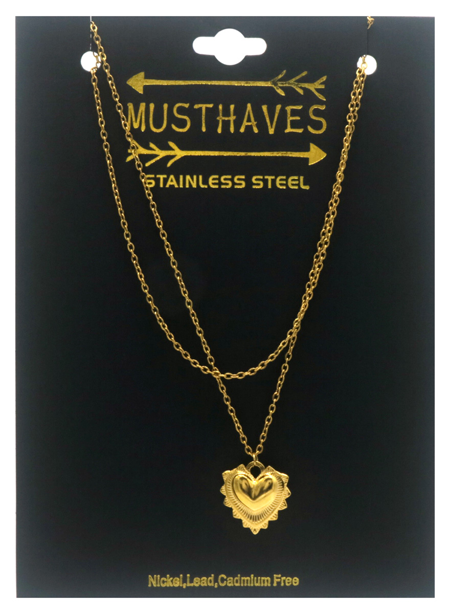 F-F21.3 N2556-047G Long S. Steel Necklace Heart 70-75cm
