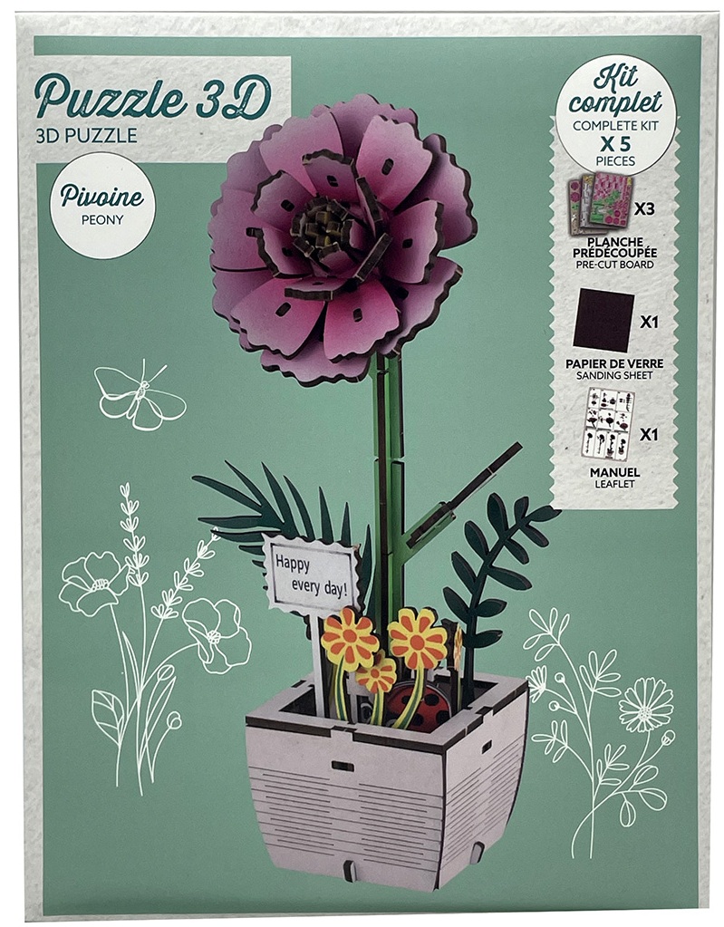 X-K5.2 TOY1153-004-2 Wooden 3D Puzzle Flower