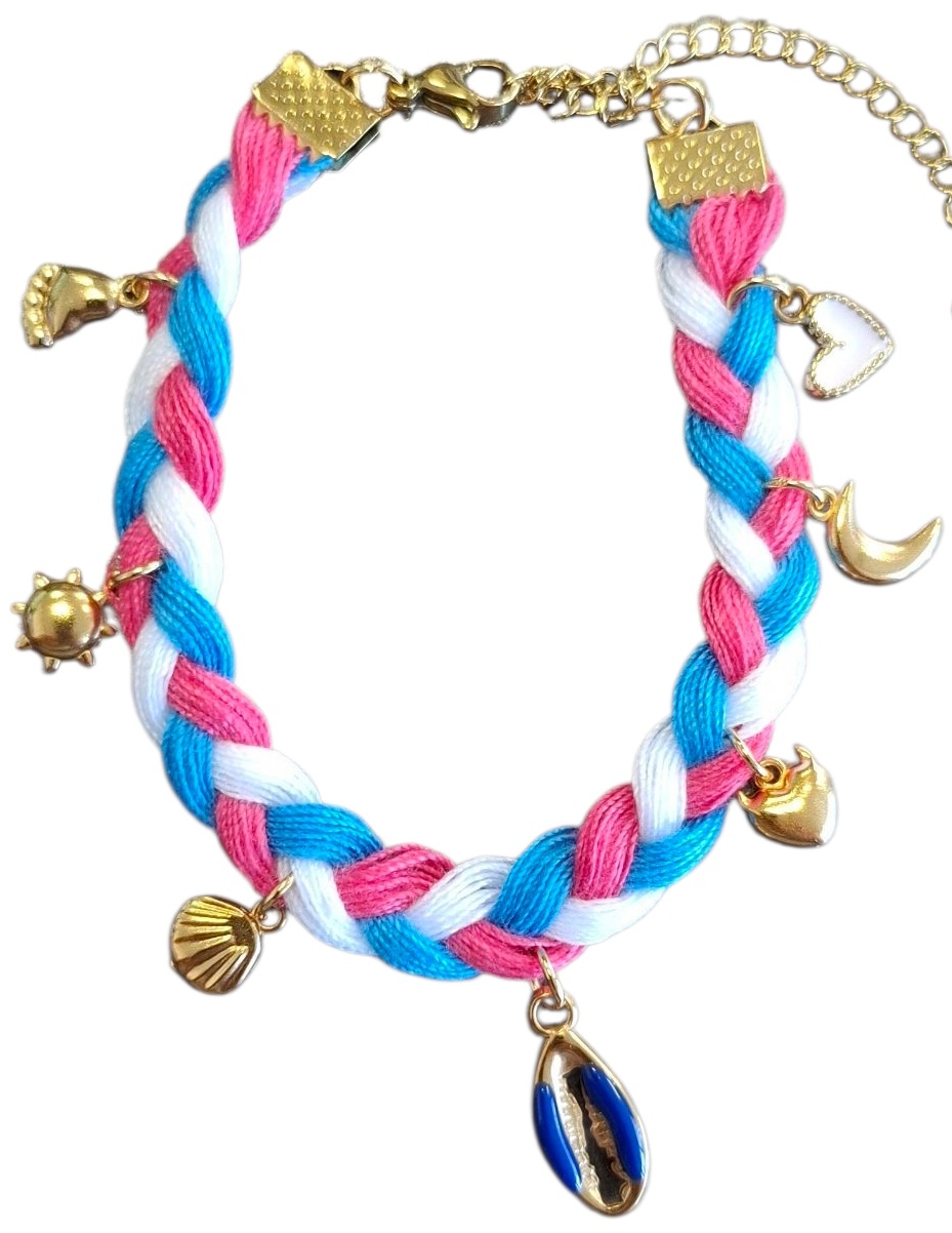 G-E8.2  B2567-035G S. Steel Rope Bracelet Charms