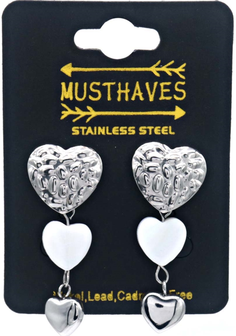 A-A8.3 E221-509S S. Steel Earrings Hearts 4cm