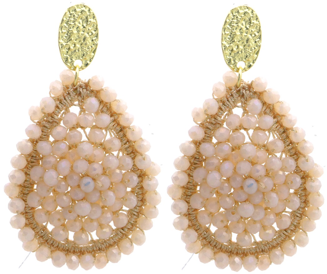 G-E12.2 E007-059-2 Earrings Faceted Glass Beads 7x4cm
