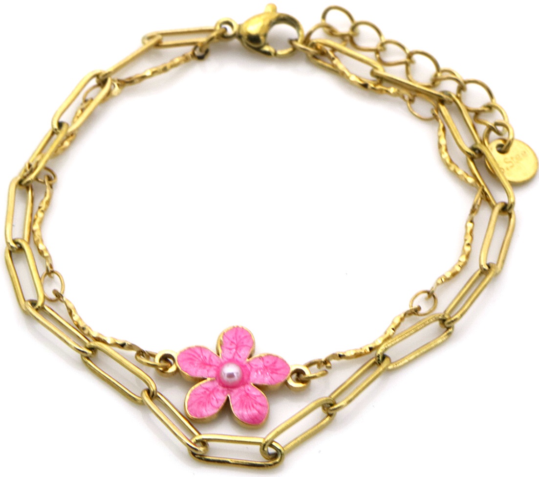 E-A17.5 B936-015G S. Steel Bracelet Flower