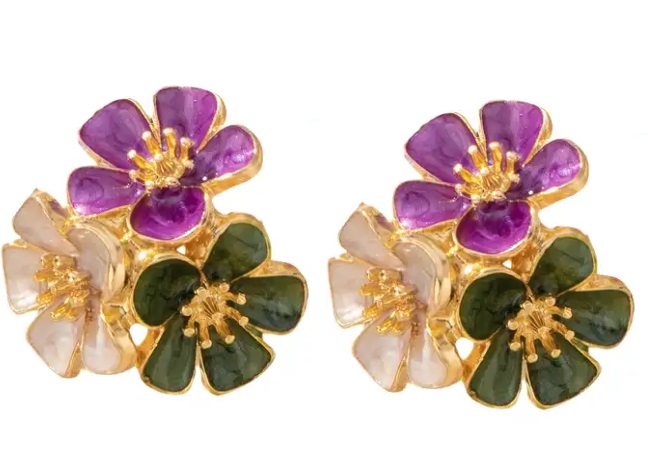 I-F21.2 E2522-017 Fashion Earrings Flower 3cm