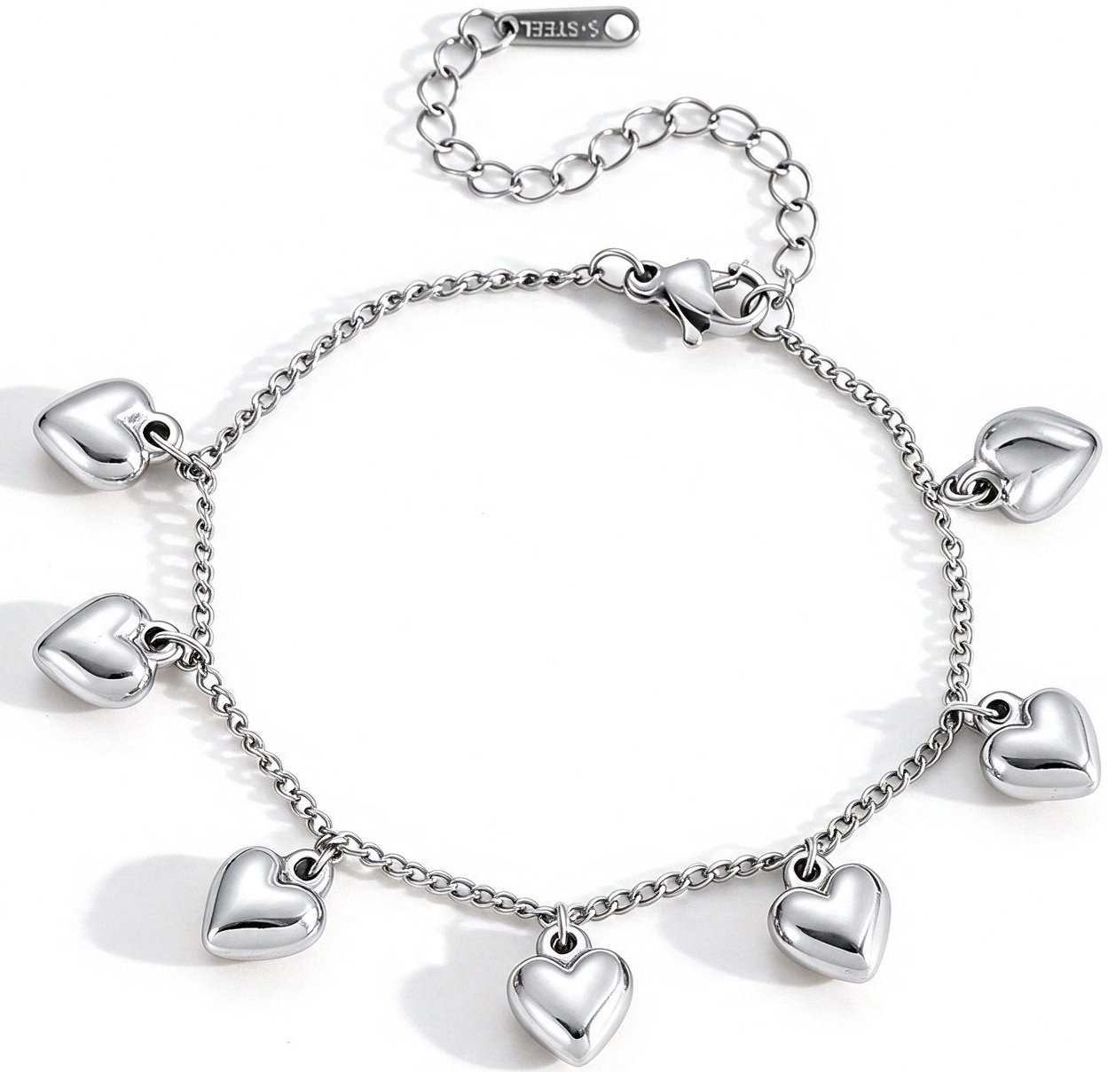A-A7.4 B2616-013S S. Steel Bracelet Hearts 16-21cm