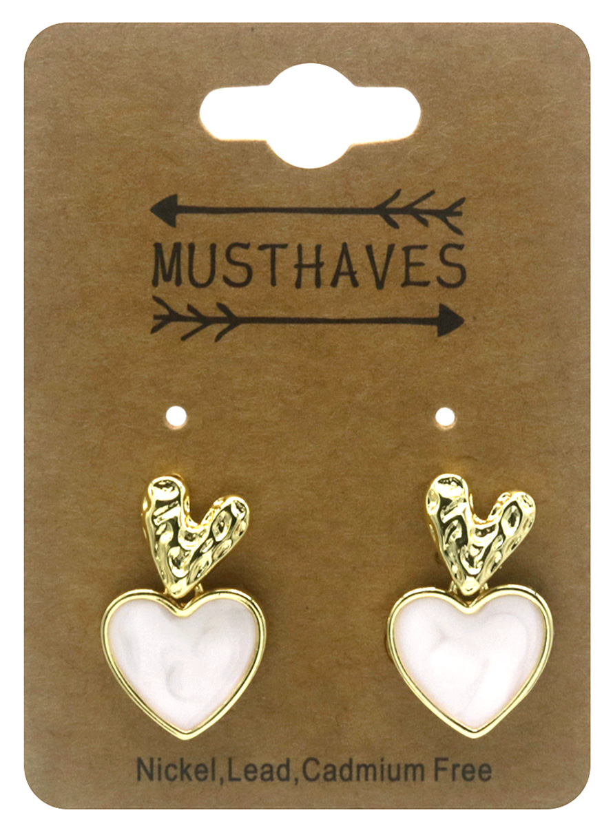 B-D17.5 E2591-077-1 Fashion Earrings Heart 2.2cm White