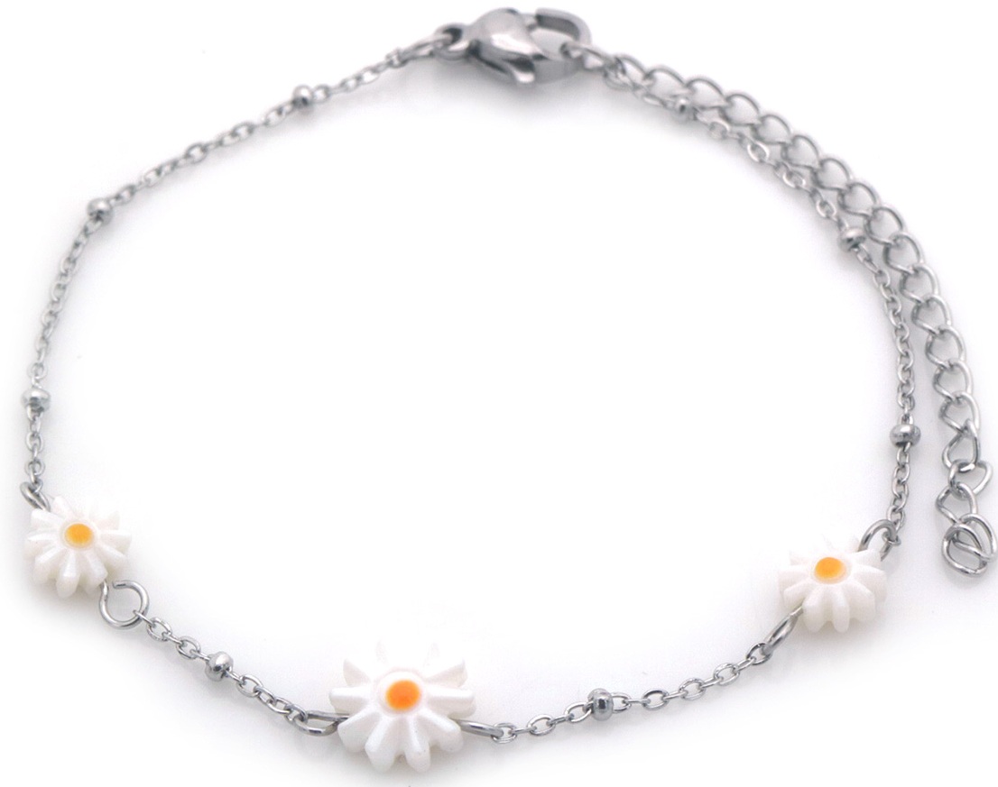 F-D4.4  B2539-031S S. Steel Bracelet Flowers