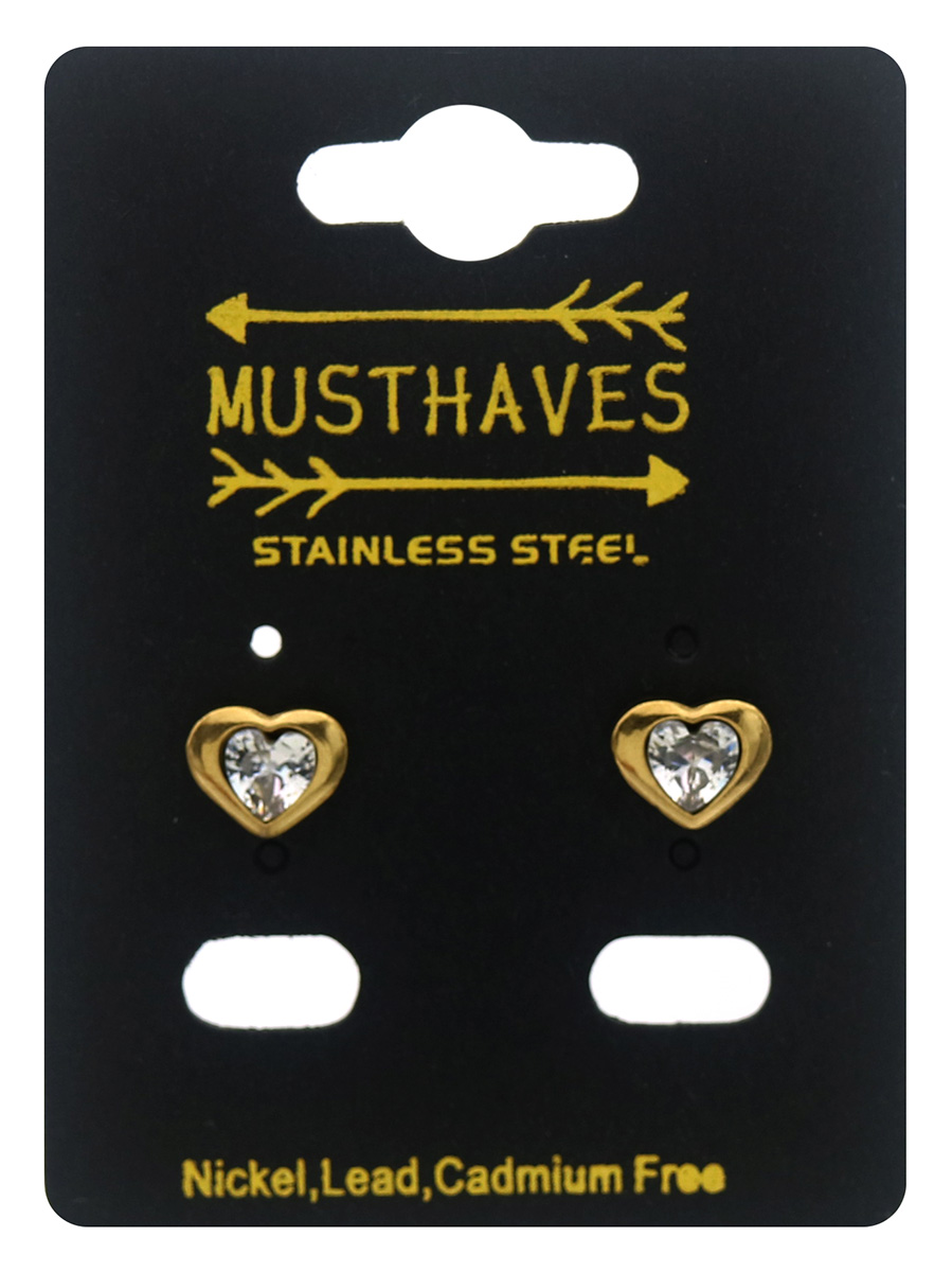 F-D5.4 E1141-005G-1 S. Steel Studs Heart Crystal 8mm