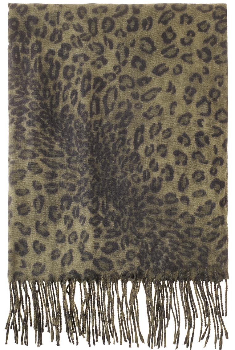 R-A4.2 SCARF405-649-2 Soft Scarf Leopard 180x70cm Green