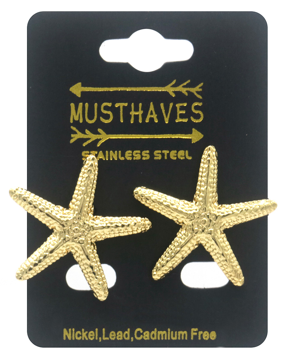 C-D19.4 E2567-029G S. Steel Earrings Starfish 3cm