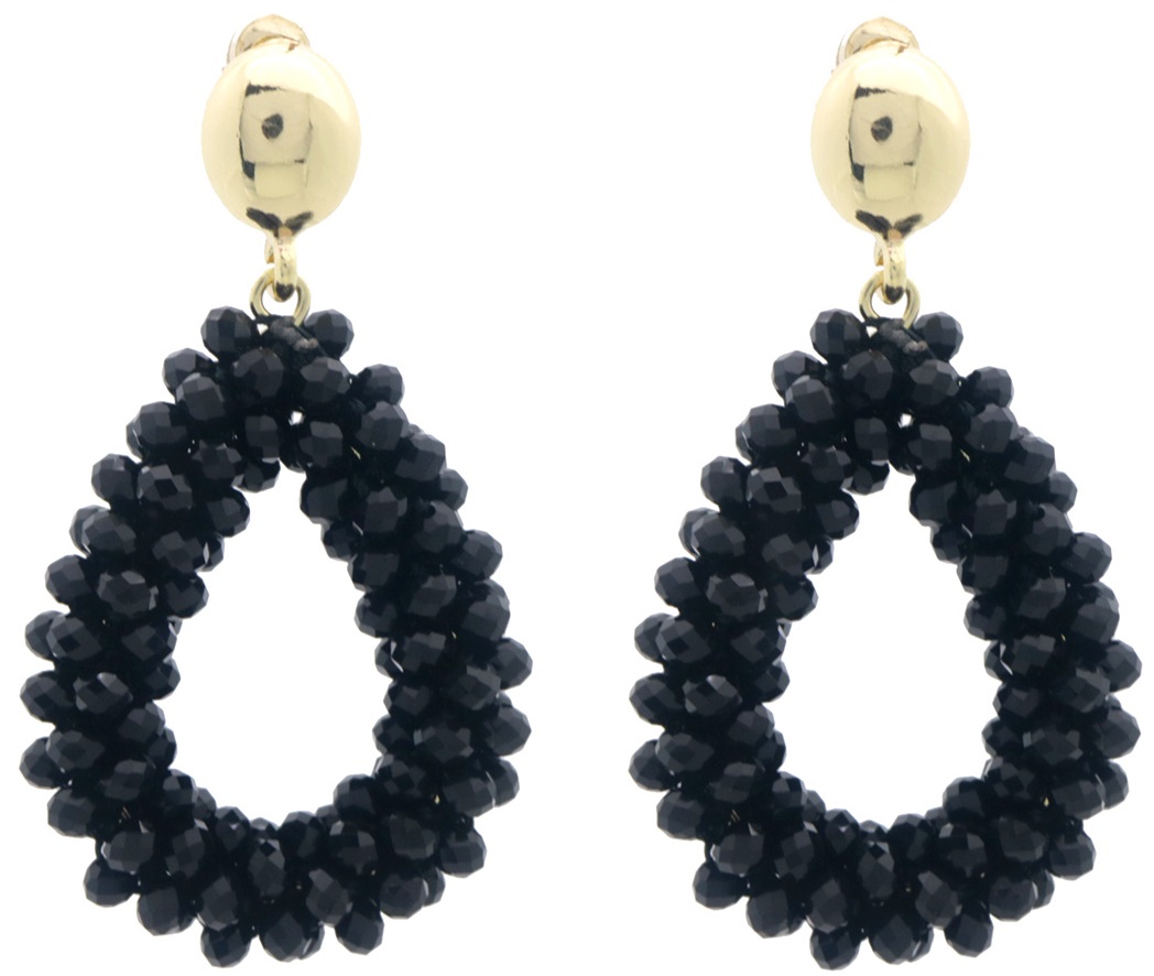 F-B12.2 E007-058-1 Faceted Glass Earrings 4.5x2.8cm
