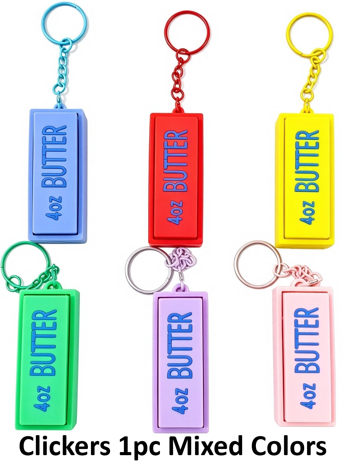 T-I3.2 KY2611-001 Clicker Keychain ASMR Butter 7cm -  Mixed Colors 1pc