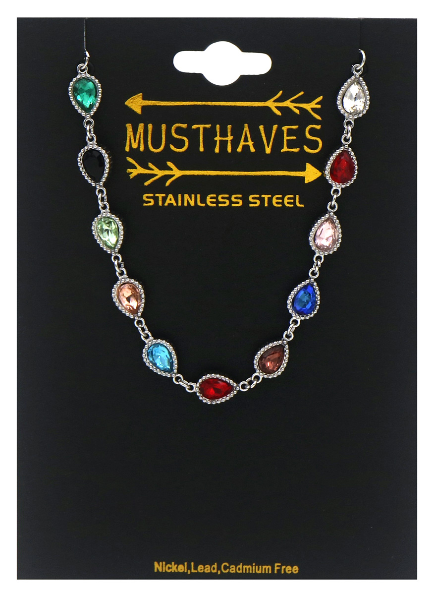 G-E17.5 B25106-090S S. Steel Bracelets Crystals 16-21cm Multi Color