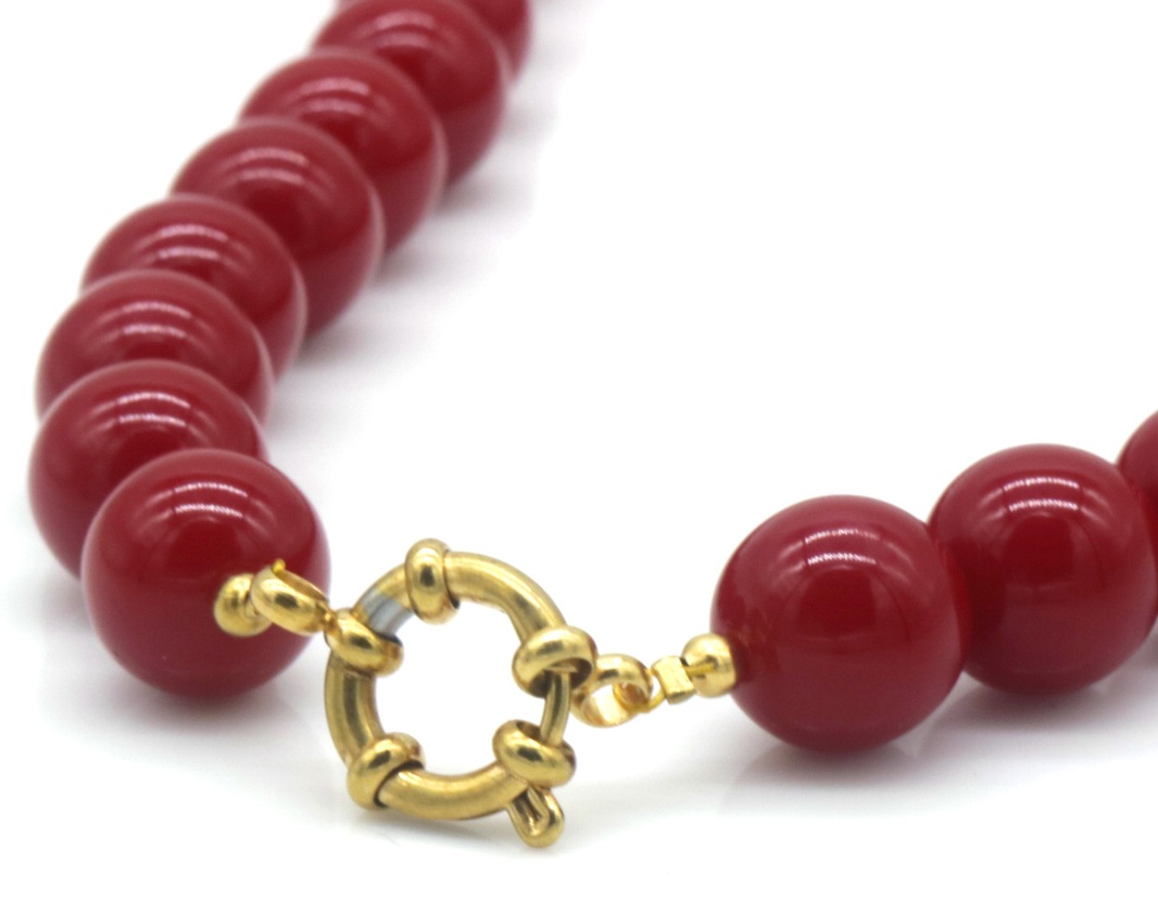 I-F2.2 N1036-015-7 Necklace 12mm Beads S. Steel Lock 45cm