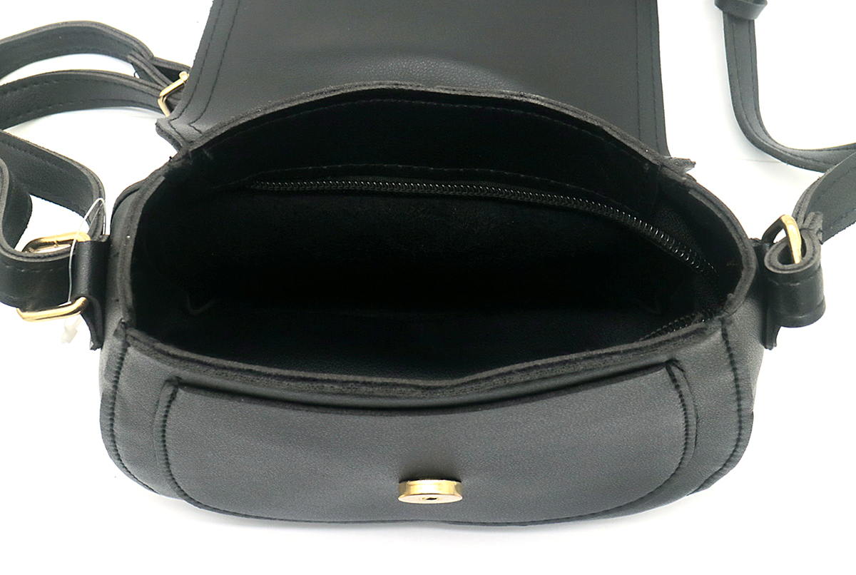 R-O8.2 BAG417-021 PU Shoulder Bag 17x18x7cm Black