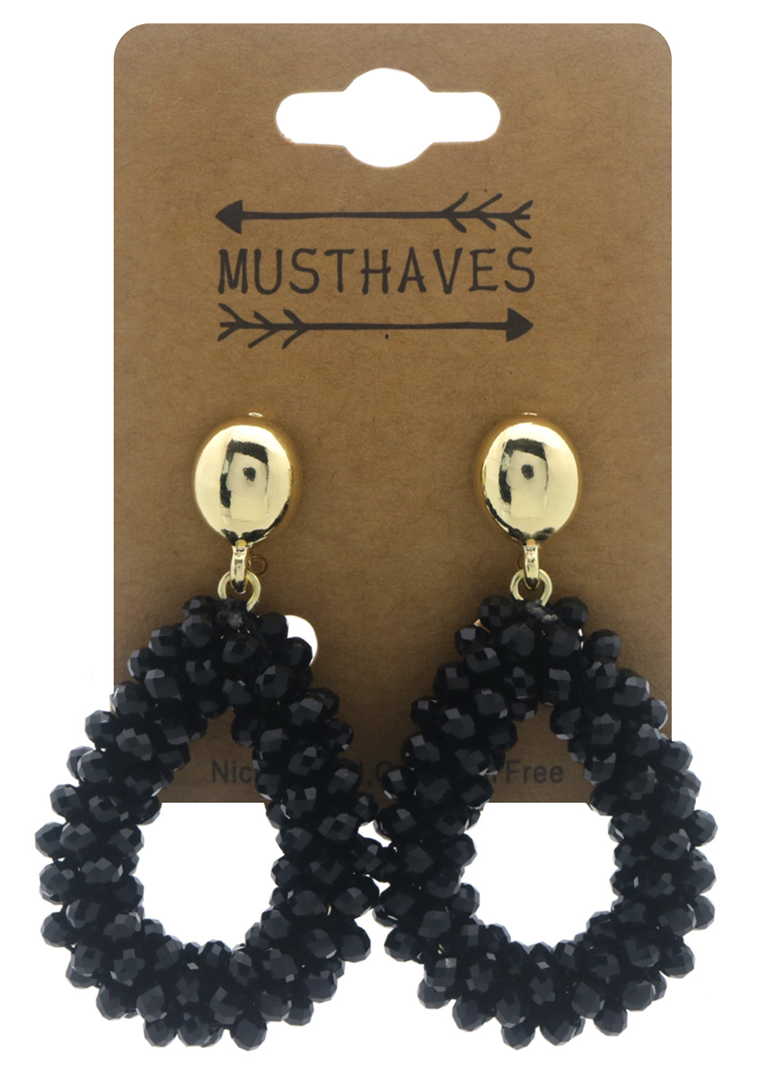 F-B12.2 E007-058-1 Faceted Glass Earrings 4.5x2.8cm