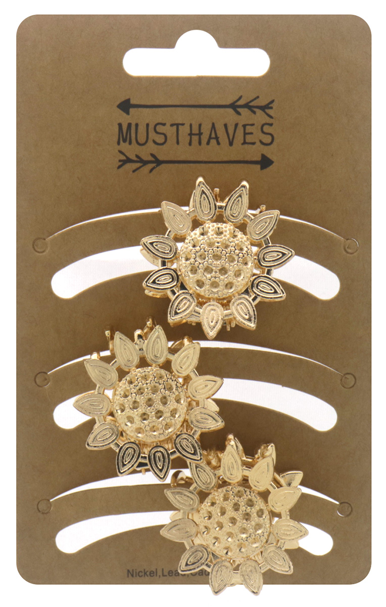 S-D8.1 H918-004-1 Hair Claw Metal 3cm Flowers - 3pcs