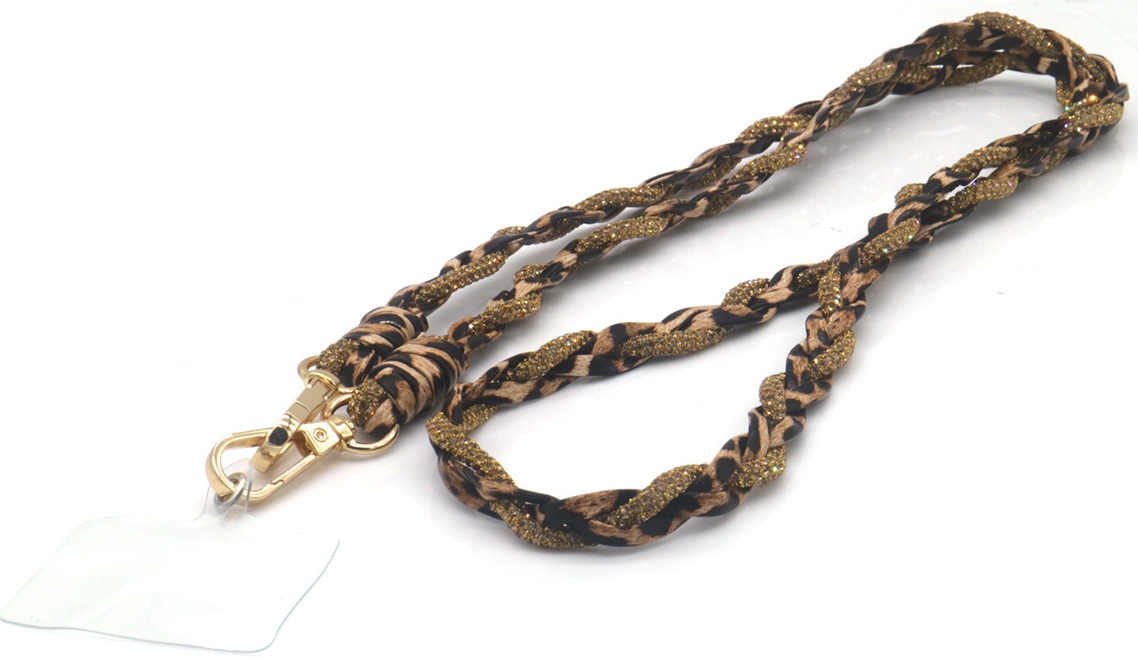 F-A11.1 KEY1027-004 Long Phone Cord Leopard Fabric - Glitters 120cm