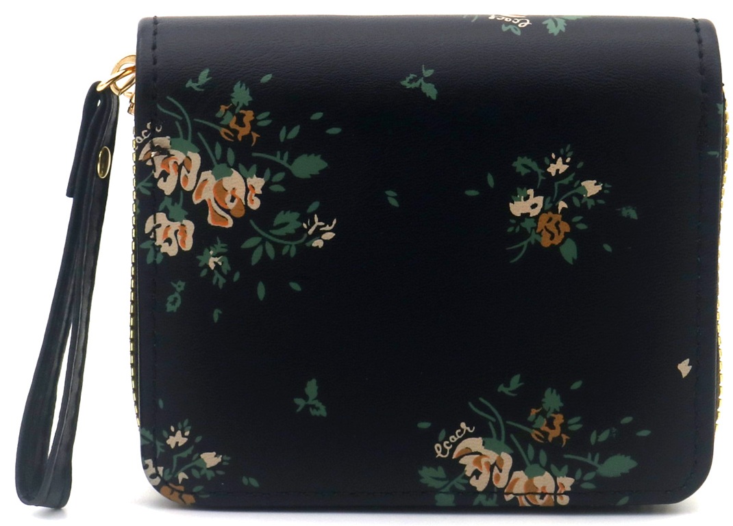 X-M5.2 WA1121-001-1 PU Wallet Flowers 11x9x2.5cm Black