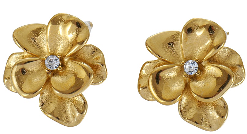 G-E17.3 E2616-163G S. Steel Earrings 2.5cm Flower