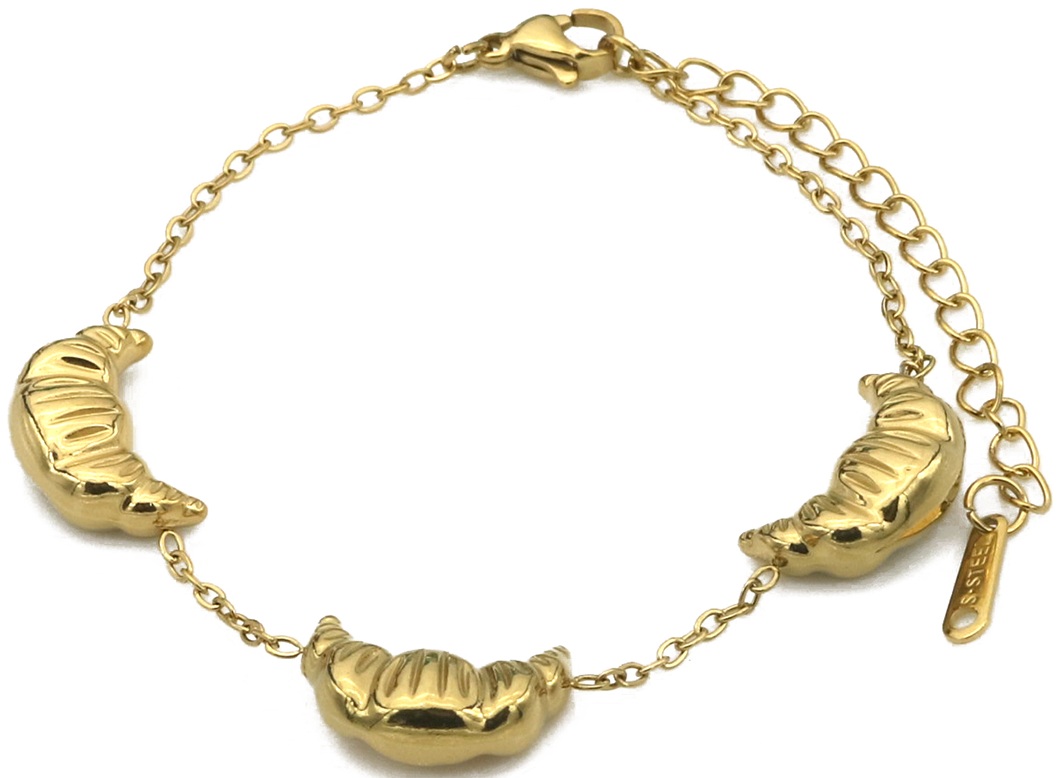 F-D16.3 B2591-001G S. Steel Bracelet Croissants 16-21cm