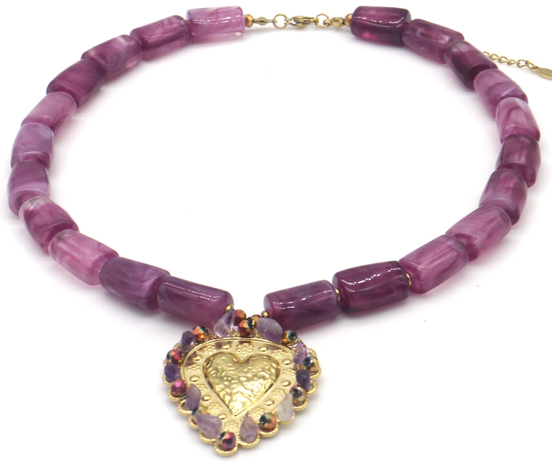 E-E8.2 N098-018 S. Steel Necklace Heart 40-45cm