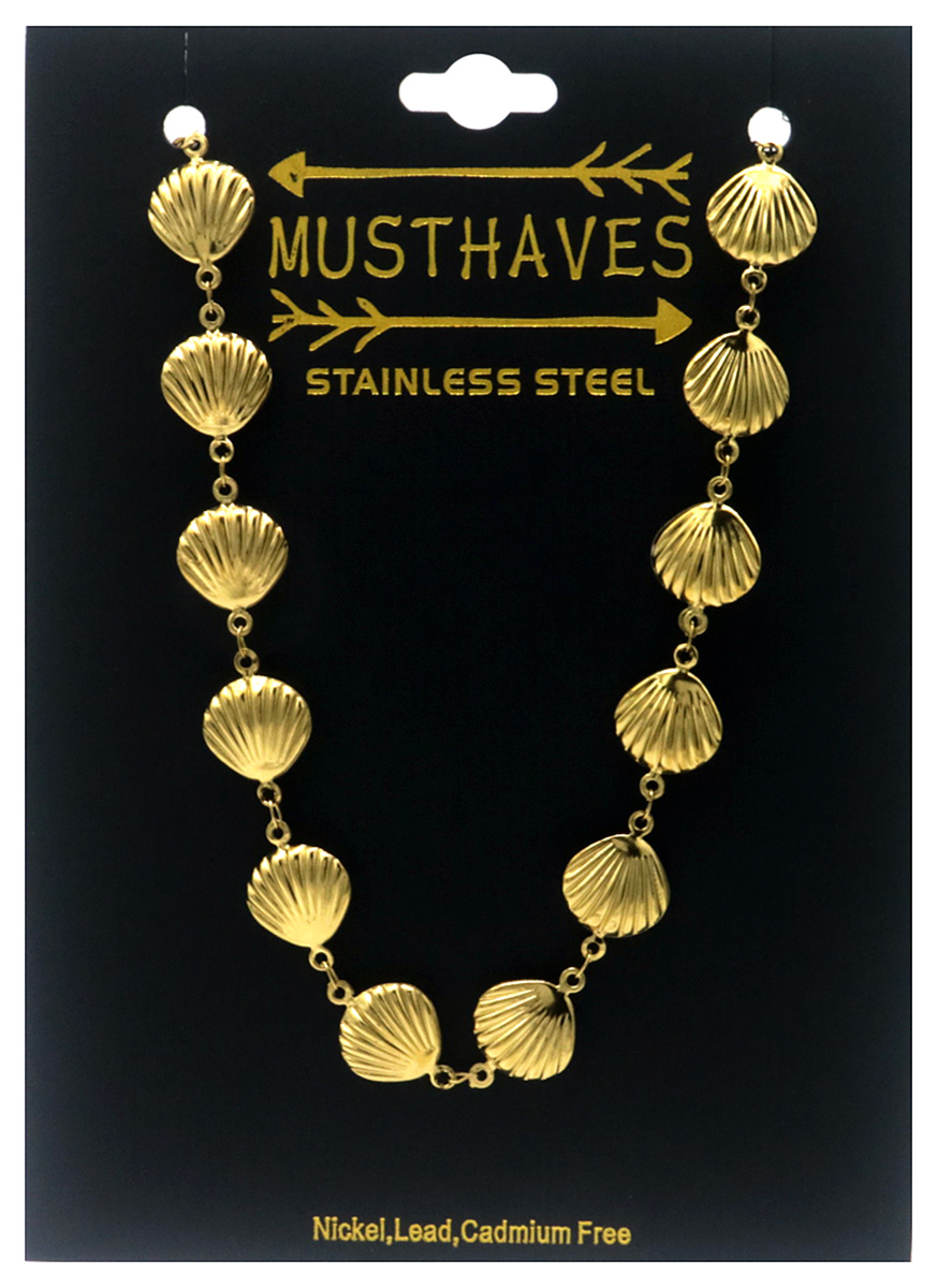 J-C3.1 N1033-006G S. Steel Necklace Shells