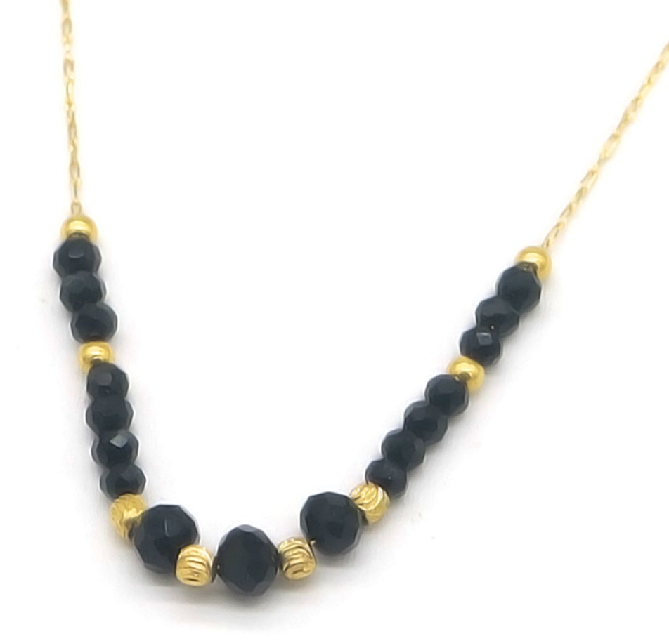 D-C5.5 N623-001F S. Steel Necklace Glass 39-44cm Black