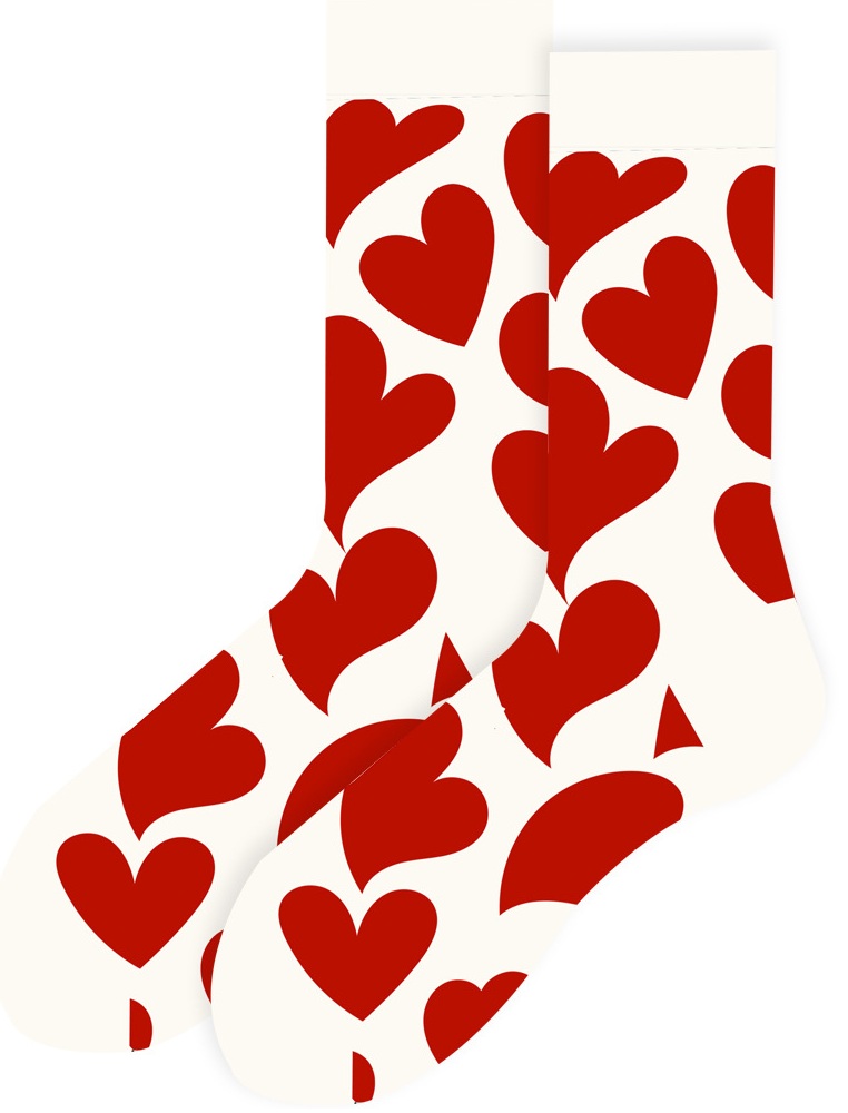 S-H6.4 SOCKS2512-155  Pair of Socks Size 38-45 Hearts