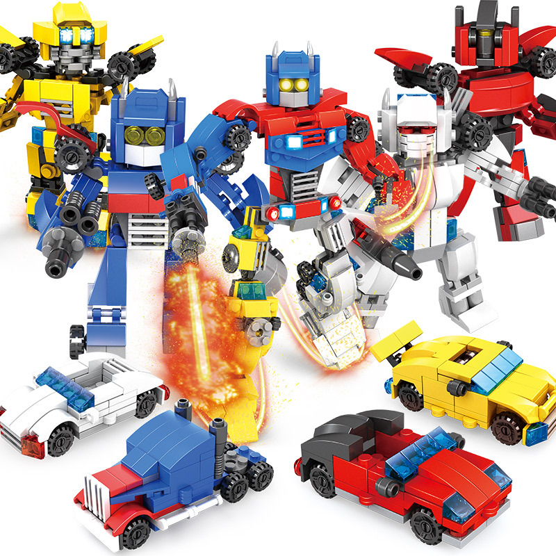 Z-E2.2 TOY8519 Building Block Sets 4 in display Robot Cars 