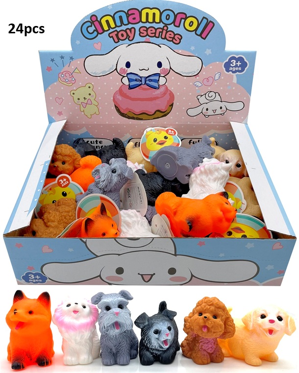 Y-B2.1 TOY1150-005 Rubber Dogs 6cm - 24pcs in Display