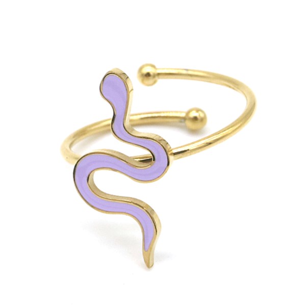 B-A10.2 R221-200G S. Steel Ring Snake Adjustable Gold-Lila