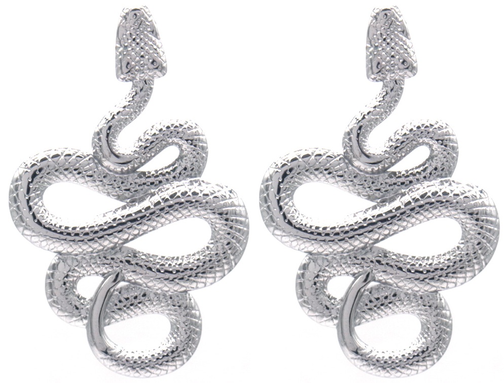 B-B17.5 E2567-024S S. Steel Earrings Snake 4.5x3cm