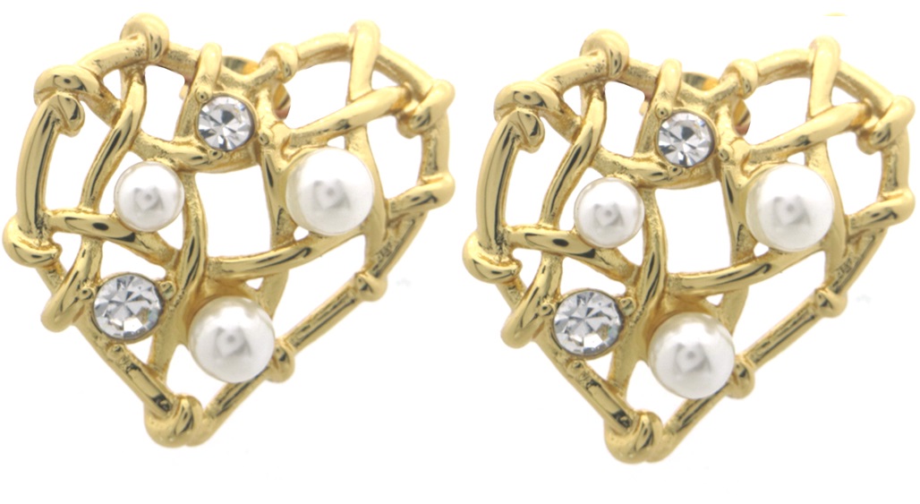 H-B19.3 E074-088G S. Steel Earrings Heart 2.5cm