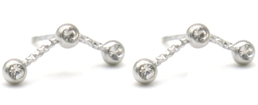D-C18.4 E2275-003S S. Steel Earrings Crystal 1.5cm
