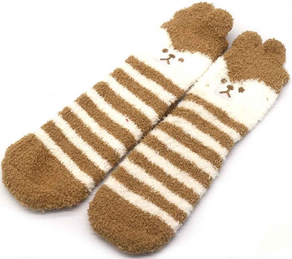 X-F6.1 SOCKS707-017 Fluffy Socks Size 35-40 Bear