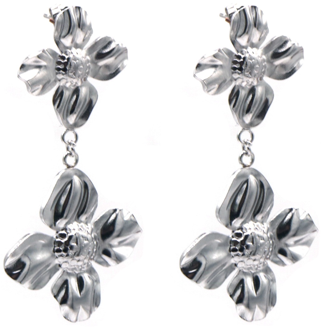 E-A19.3 E2583-077S S. Steel Earrings Flowers 5cm