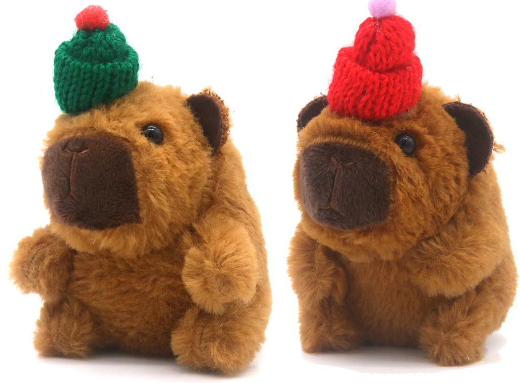 Y-E3.1 KY942-011 Keychain Plush Capybara 10cm Hat - Mixed Colors - 1pc