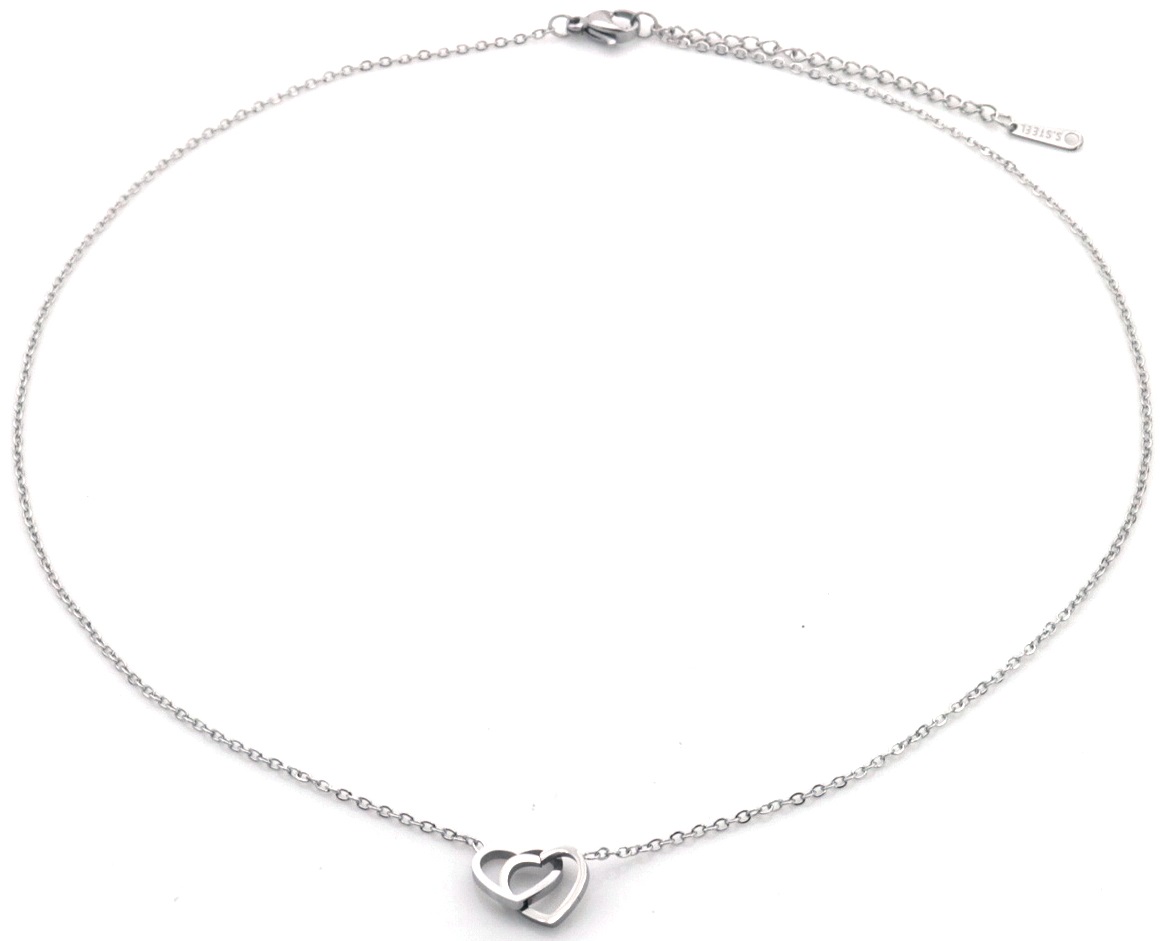 I-E19.1 N074-024S S. Steel Necklace Hearts 40-45cm